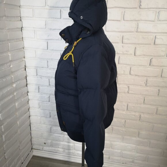 H&M Men's Size Small Navy Lined Puffy Hooded Zipper & Snap Closure Bomber Jacket - Picture 4 of 9